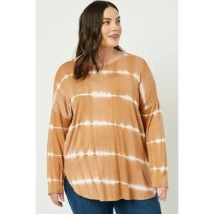 Hayden Brown Tie Dye High Low Long Dolman Sleeve Rounded Hem Top Size Small